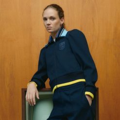 jachetă pique din două straturi lacoste x goop 0H6PD42669 femei bleumarin 166