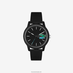 Lacoste 12.12 Ceas cu 3 mâini - negru cu curea din silicon 0H6PD42315 bărbați negru 000