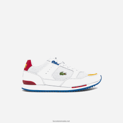 Lacoste adidași din material și piele partener piste 0H6PD41888 bărbați alb/albastru 080