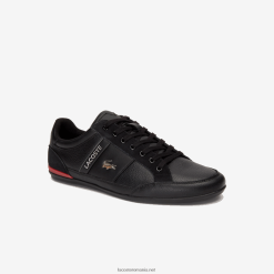 Lacoste adidași din piele chaymon 0H6PD41708 bărbați negru roșu 1b5