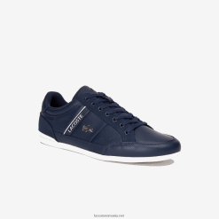 Lacoste adidași din piele chaymon 0H6PD41710 bărbați bleumarin și alb aproape j18
