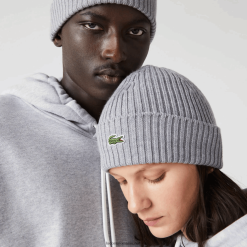 Lacoste beanie din lână striată 0H6PD42242 bărbați gri chine yrd