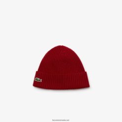 Lacoste beanie din lână striată 0H6PD42269 bărbați bordeaux 476