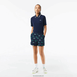 Lacoste bermudă cu imprimeu ușoară de golf 0H6PD42447 femei bleumarin 166