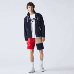 Lacoste bermudă din lână colorblock cu litere 0H6PD41558 bărbați rosu bej bleumarin 1fu