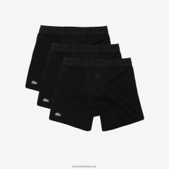Lacoste Boxer lung din bumbac cu litere în talie, pachet de 3 0H6PD41358 bărbați negru 031
