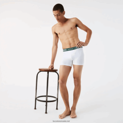 Lacoste Boxer lung din bumbac elastic cu talie în dungi, pachet de 3 0H6PD41434 bărbați gri chine alb bleumarin tya