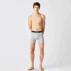 Lacoste Boxer lung din bumbac elastic, pachet de 3 0H6PD41407 bărbați grey chine cca