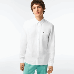 Lacoste cămașă de in 0H6PD4469 bărbați alb 001
