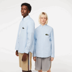 Lacoste cămașă mare din bumbac crocodil cu potrivire relaxată 0H6PD4413 bărbați albastru gn2