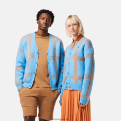 Lacoste cardigan din lână cu model tartan 0H6PD41394 femei albastru portocaliu maro 7cz