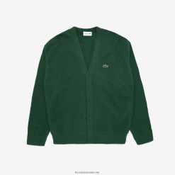 Lacoste cardigan din lână cu nasturi ton pe ton, cu potrivire relaxată 0H6PD41606 bărbați verde 132