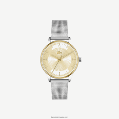 Lacoste ceas club cu 3 acete - şampanie cu plasă din oţel inoxidabil 0H6PD42922 femei argint 000