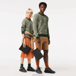 Lacoste clutch cu fermoar din pânză acoperită anna 0H6PD42817 femei noir krema a91