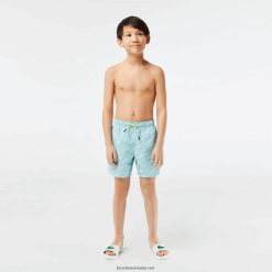 Lacoste costum de baie imprimat din poliester reciclat 0H6PD43108 băieți mentă lgf