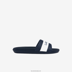 Lacoste diapozitive cu logo textil croco 0H6PD41775 bărbați bleumarin și alb 092