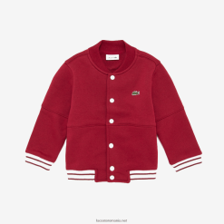 Lacoste geaca varsity din bumbac organic cu dungi 0H6PD43248 băieți bordeaux roz 9e1