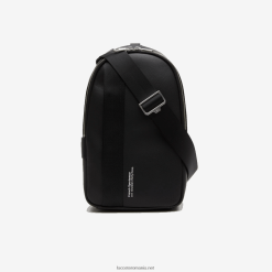 Lacoste geanta compacta din piele de vitel despicata 0H6PD42002 bărbați negru 000
