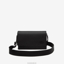 Lacoste Geanta din piele de vitel chantaco cu inchidere cu clapa 0H6PD41970 bărbați negru 000