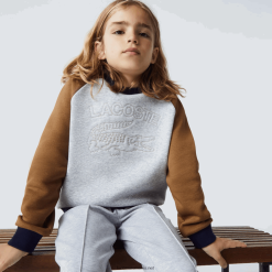 Lacoste hanorac color-block cu marcă 0H6PD43195 băieți gri chine maro bleumarin ne1