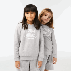 Lacoste hanorac colorblock cu marcă contrastantă 0H6PD43058 copii gri chine alb bg3