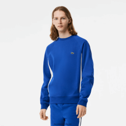Lacoste hanorac colorblock din fleece periat 0H6PD4330 bărbați bleumarin alb cjl