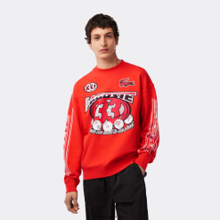 Lacoste hanorac cu fleece de bumbac cu potrivire lejeră 0H6PD4327 bărbați portocaliu 02k