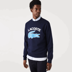 Lacoste hanorac cu gât roșu cu imprimeu crocodil 0H6PD41029 bărbați bleumarin 166