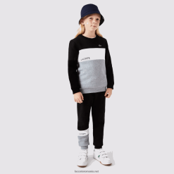 Lacoste hanorac cu gâtul rotund cu marcă 0H6PD43236 copii negru alb gri chine nua