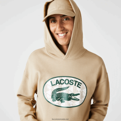 Lacoste Hanorac cu glugă cu monogramă, cu potrivire lejeră 0H6PD4971 bărbați bej 02s