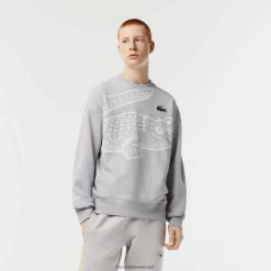 Lacoste hanorac cu imprimeu croc cu decolteu rotund 0H6PD4362 bărbați grey chine cca