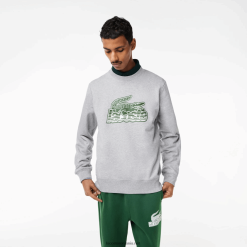 Lacoste hanorac din lână neperiat cu gât rotund 0H6PD4301 bărbați grey chine cca