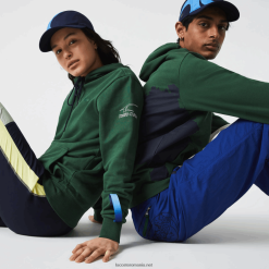 Lacoste hanorac sport x theo curin din bumbac organic 0H6PD41123 bărbați verde bleumarin nl7