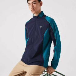 Lacoste jachetă de golf împachetabilă sport 0H6PD41277 bărbați bleumarin verde 6h2