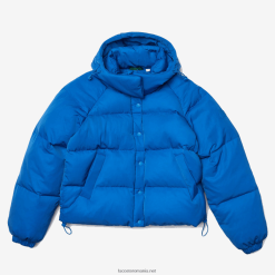 Lacoste jachetă de ploaie scurtă matlasată cu glugă detașabilă 0H6PD42632 femei albastru qpt