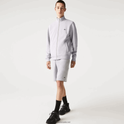 Lacoste jachetă din lână piqué cu guler ridicat cu fermoar 0H6PD41036 bărbați grey chine cca