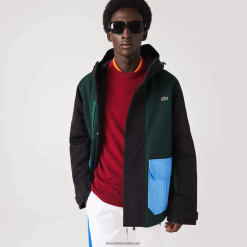 Lacoste jachetă din twill colorblock hidrofugă 0H6PD41247 bărbați negru albastru verde ndn