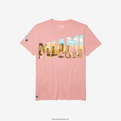 Lacoste miami open miami tricou grafic 0H6PD4890 bărbați roz 5vg
