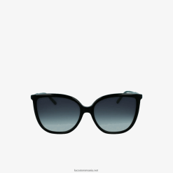 Lacoste ochelari de soare din acetat cu tampla tubulara fluture 0H6PD42906 femei negru mat 001