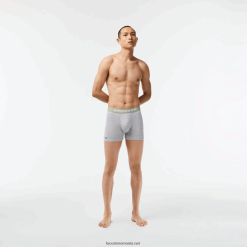 Lacoste Pachet de 3 boxeri din jerseu cu imprimeu cu logo 0H6PD4447 bărbați verde kaki gri chine gc9