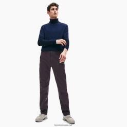 Lacoste pantaloni chino din bumbac elastic 0H6PD41656 bărbați bleumarin 166