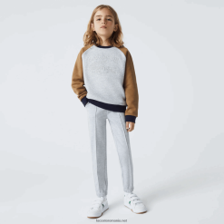 Lacoste pantaloni chino din bumbac elastic cu talie elastică 0H6PD43275 băieți grey chine cca