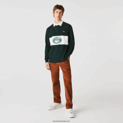 Lacoste pantaloni chino din catifea drepte 0H6PD41583 bărbați maro 3pb