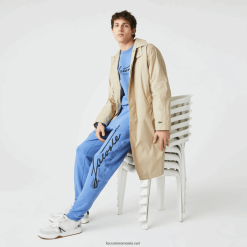 Lacoste Pantaloni de jogging din bumbac fleece cu semnătură și imprimeu crocodil 0H6PD41067 bărbați chineză albastră hg3