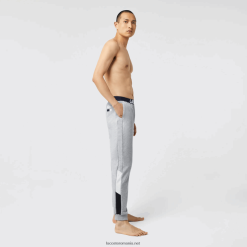 Lacoste pantaloni de pijama oversize din lână cu logo 0H6PD41567 bărbați gri chine alb bleumarin tya