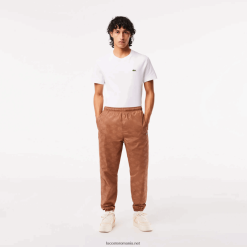 Lacoste pantaloni de sport cu imprimeu monogram 0H6PD4317 bărbați maro deschis lfa