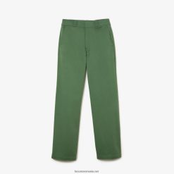 Lacoste pantaloni din gabardină stretch 0H6PD42457 femei verde kaki kx5