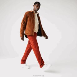 Lacoste pantaloni drepti din catifea 0H6PD41643 bărbați maro ql2