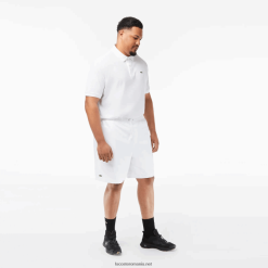 Lacoste pantaloni scurți căptușiți cu tricou sport relaxed fit - marimi mari - mari 0H6PD41446 bărbați alb 001