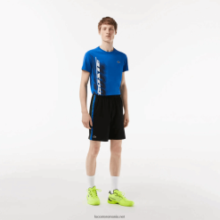 Lacoste pantaloni scurți de tenis din poliester reciclat 0H6PD4425 bărbați negru albastru galben xis